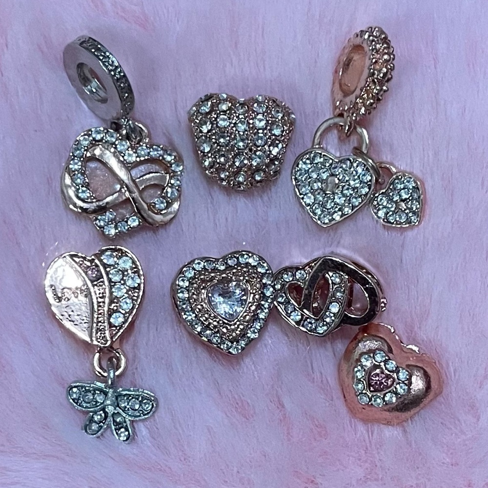7 Sparkling Heart Collection Charm Bundle Sets / Not Pandora